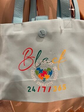 Autism Awareness hand embroidery Blue Tote Bag 🧩